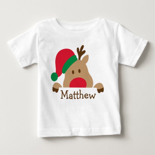 Kerst Baby Rendier gepersonaliseerd Kind T-shirt (Voorkant)
