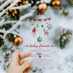 Kerst Baby Shower Acryl Uitnodiging