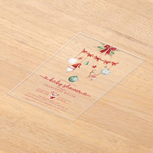 Kerst Baby shower Acryluitnodiging Acryl Uitnodigingen (Laagn)