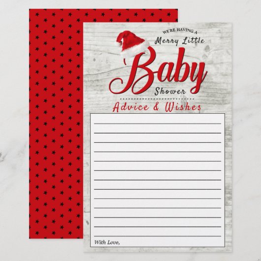 Kerst Baby Shower Advies & Wensen (Voorkant / Achterkant)