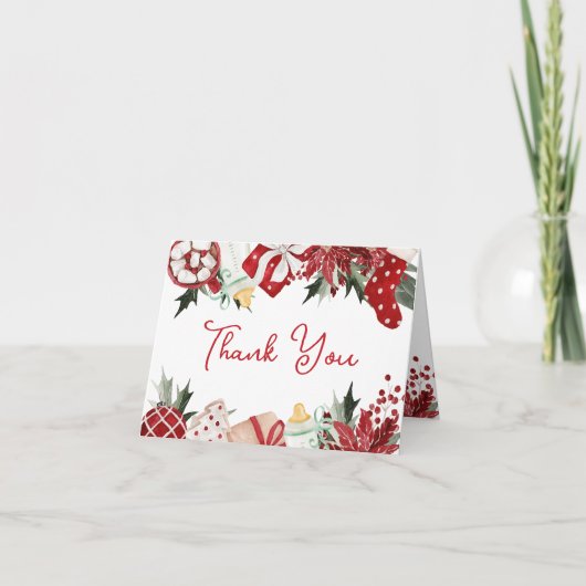 Kerst Baby Shower Bedankkaart (Voorkant)