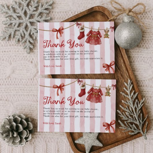 Kerst baby shower bedankkaart