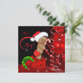 Kerst Baby shower Boy Red Black Etnic Kaart (Staand voorkant)
