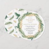 Kerst baby shower brunch groen gouden krans kaart (Voorkant / Achterkant)