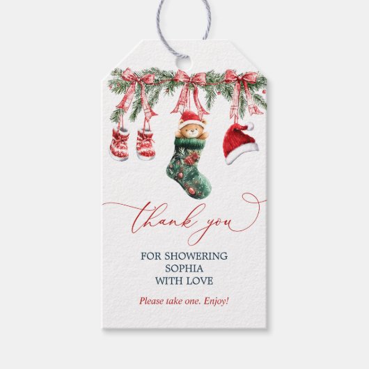 Kerst Baby shower cadeau Labels Cadeaulabel (Voorkant)