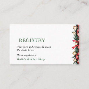 Kerst Baby Shower Cadeau Registratiekaart Visitekaartje