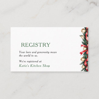 Kerst Baby Shower Cadeau Registratiekaart Visitekaartje