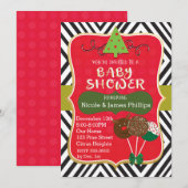 Kerst BABY SHOWER Cake Pops & Boom Uitnodigingen (Voorkant / Achterkant)