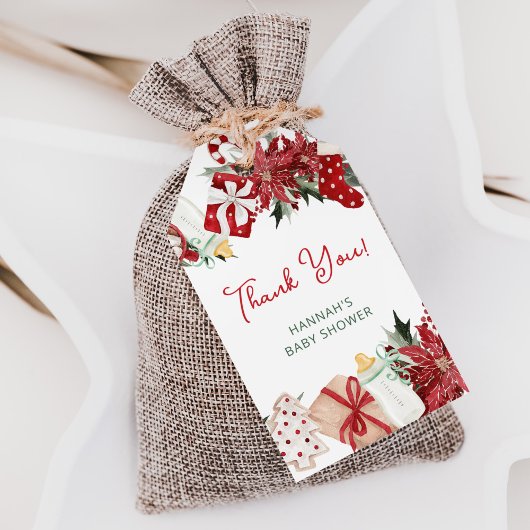 Kerst Baby shower Dank u voor uw gunst Cadeaulabel