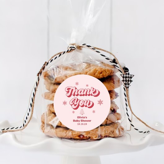 Kerst Baby shower Dank u voor uw gunst Ronde Sticker