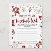 Kerst Baby shower Eerste Jaar Bucket List Game Kaart (Voorkant)