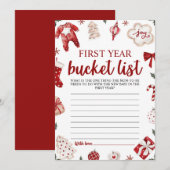 Kerst Baby shower Eerste Jaar Bucket List Game Kaart (Voorkant / Achterkant)