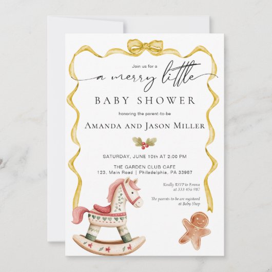 Kerst Baby shower Elegant Neutraal Goud Save The Date (Voorkant)