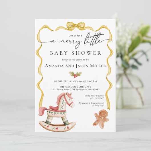 Kerst Baby shower Elegant Neutraal Goud Save The Date (Staand voorkant)