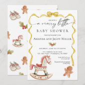 Kerst Baby shower Elegant Neutraal Goud Save The Date (Voorkant / Achterkant)
