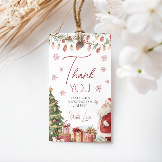 Kerst Baby Shower Favor Tag Cadeaulabel