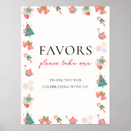 Kerst Baby shower Favors Sign Poster