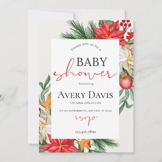 Kerst Baby shower feestelijk Kaart (Voorkant)