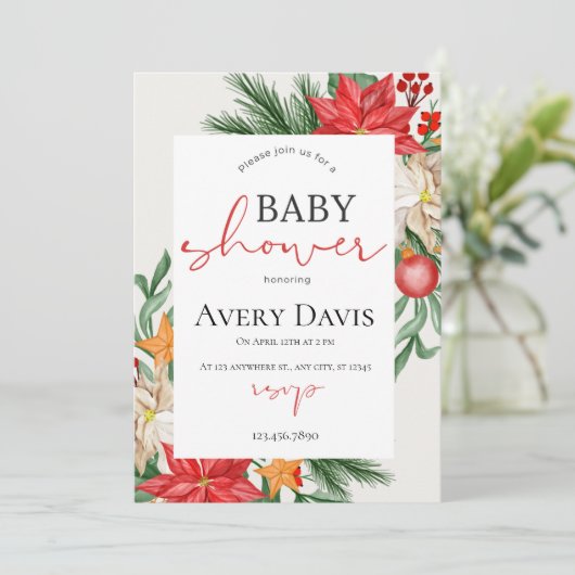 Kerst Baby shower feestelijk Kaart (Staand voorkant)