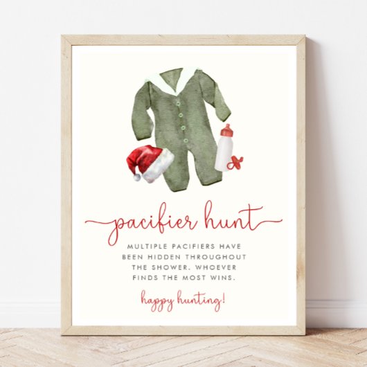 Kerst Baby shower Fopspeen Hunt Spelbord Poster