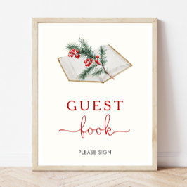 Kerst Baby shower Gastenboek teken Poster