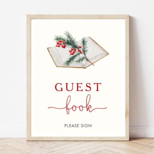 Kerst Baby shower Gastenboek teken Poster