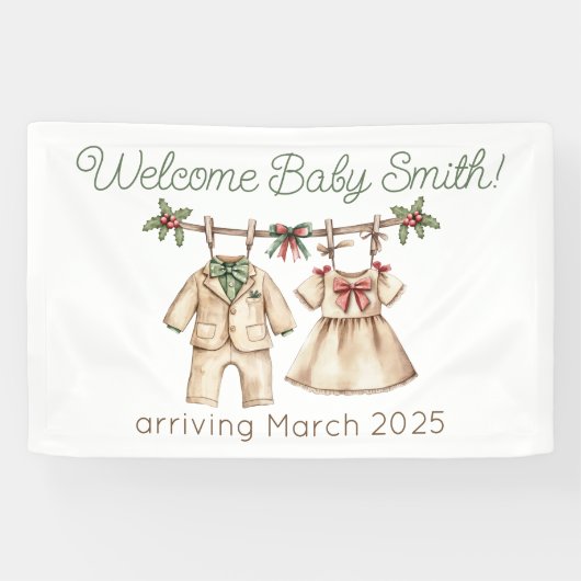 Kerst baby shower genderonthulling banner (Horizontaal)