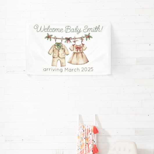 Kerst baby shower genderonthulling banner (Insitu)