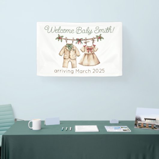 Kerst baby shower genderonthulling banner (Beurs)
