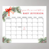 Kerst Baby shower Guess Vervaldatum Kalender Poster (Voorkant)