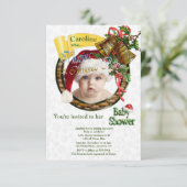 Kerst Baby Shower Informatiekaartje (Staand voorkant)