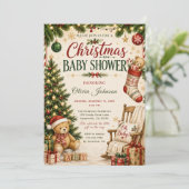Kerst Baby Shower Kaart (Staand voorkant)