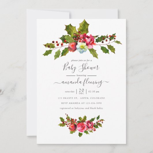 Kerst Baby Shower Kaart (Voorkant)