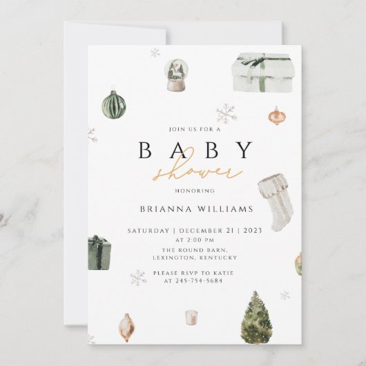 Kerst Baby shower Kerstwinter Kaart (Voorkant)