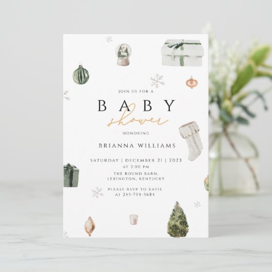 Kerst Baby shower Kerstwinter Kaart (Staand voorkant)