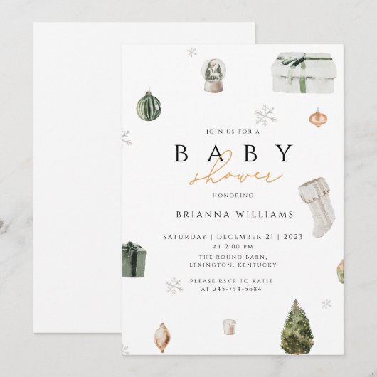 Kerst Baby shower Kerstwinter Kaart (Voorkant / Achterkant)