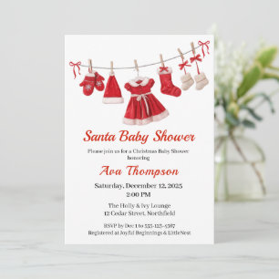 Kerst Baby Shower Kleren van de Kerstman Rood & Kaart