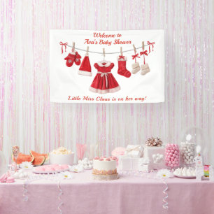 Kerst Baby Shower Kleren van de Kerstman Rood & Spandoek