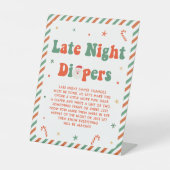 Kerst Baby shower Late Night Luiers Reclamebord Met Voetstuk (Voorkant)