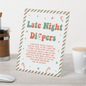 Kerst Baby shower Late Night Luiers Reclamebord Met Voetstuk (Insitu)