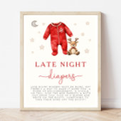 Kerst Baby shower Late Night Luiers Spelbord Poster