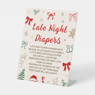 Kerst Baby Shower Late Night Luierspel Reclamebord Met Voetstuk