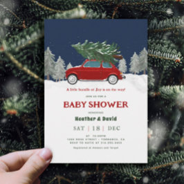 Kerst Baby Shower met Oude Rode Truck Kaart