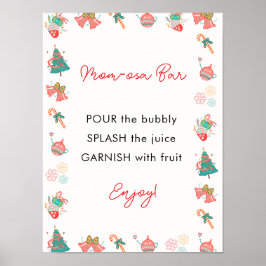 Kerst Baby shower Momosa Bar Teken Poster