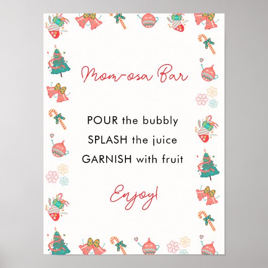 Kerst Baby shower Momosa Bar Teken Poster (Voorkant)