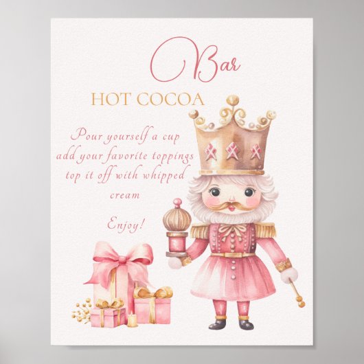 Kerst Baby shower Notenkraker Hot Cocoa Bar Poster (Voorkant)