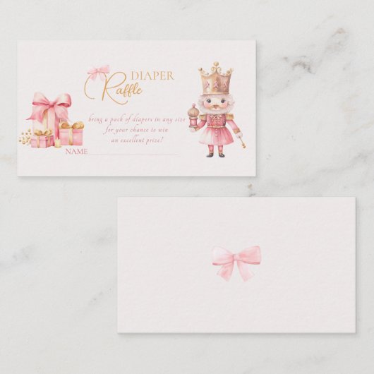 Kerst Baby shower Notenkraker Luier Raffle Informatiekaartje (Voorkant / Achterkant)