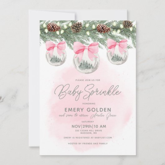 Kerst Baby shower of Sprinkle Baby Girl Kaart (Voorkant)