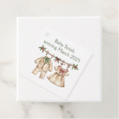 Kerst baby shower onthullen gunst cadeau labels (In situ)