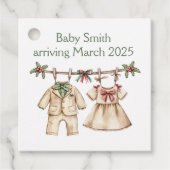 Kerst baby shower onthullen gunst cadeau labels (Voorkant)